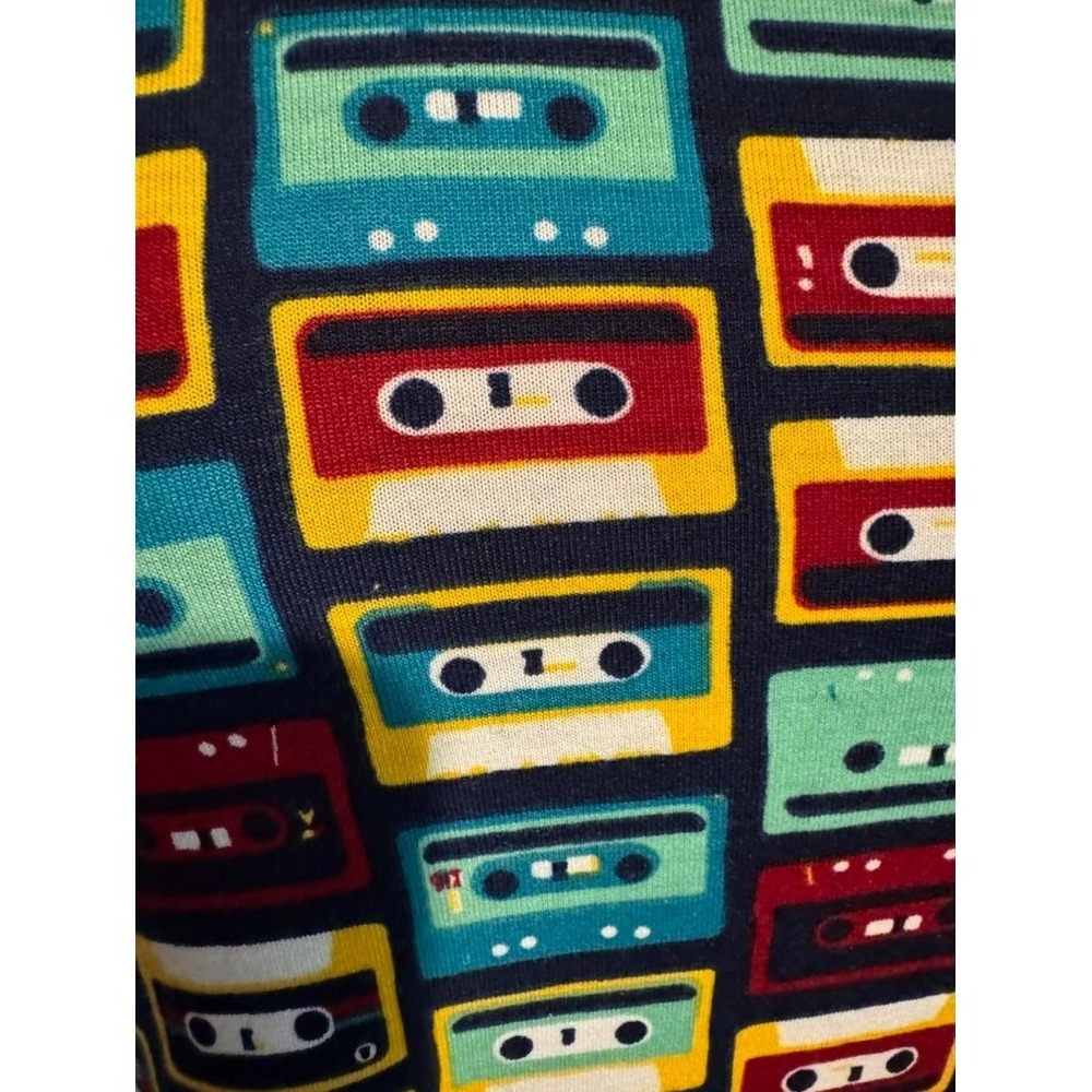 LuLaRoe‎ Carly Dress Retro Cassette Tape 80s Mix Tape Print Size XS Swing Dress